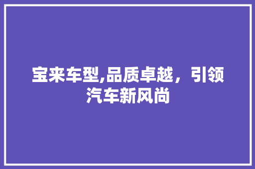 宝来车型,品质卓越，引领汽车新风尚