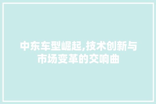 中东车型崛起,技术创新与市场变革的交响曲 车灯配件