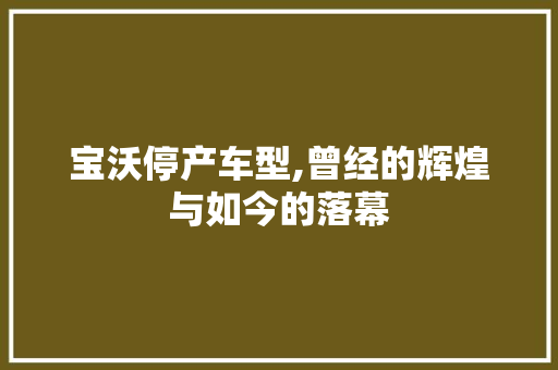 宝沃停产车型,曾经的辉煌与如今的落幕