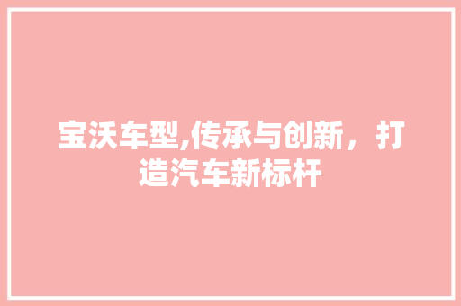 宝沃车型,传承与创新，打造汽车新标杆