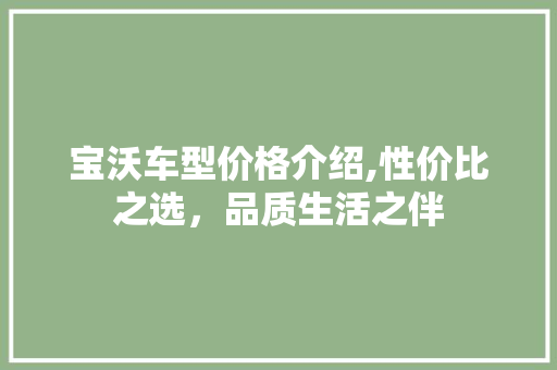宝沃车型价格介绍,性价比之选，品质生活之伴