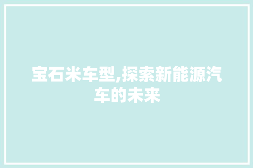宝石米车型,探索新能源汽车的未来