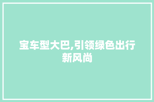 宝车型大巴,引领绿色出行新风尚