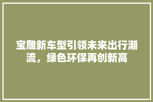 宝雕新车型引领未来出行潮流，绿色环保再创新高