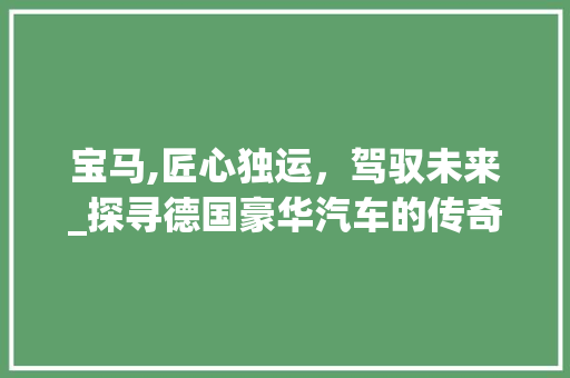 宝马,匠心独运，驾驭未来_探寻德国豪华汽车的传奇魅力