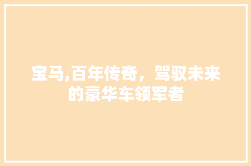 宝马,百年传奇，驾驭未来的豪华车领军者