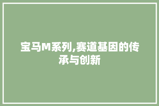 宝马M系列,赛道基因的传承与创新