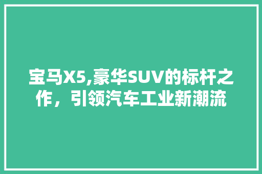 宝马X5,豪华SUV的标杆之作，引领汽车工业新潮流
