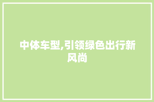 中体车型,引领绿色出行新风尚