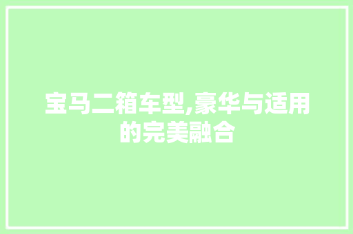 宝马二箱车型,豪华与适用的完美融合