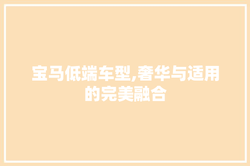 宝马低端车型,奢华与适用的完美融合