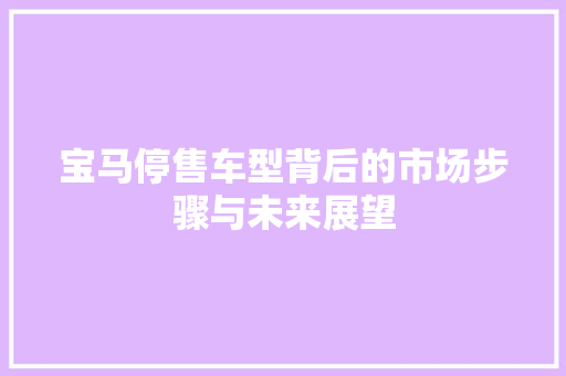 宝马停售车型背后的市场步骤与未来展望