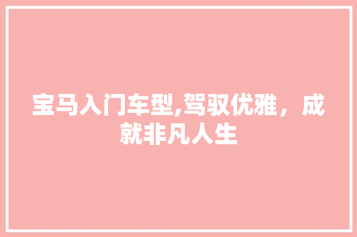 宝马入门车型,驾驭优雅，成就非凡人生