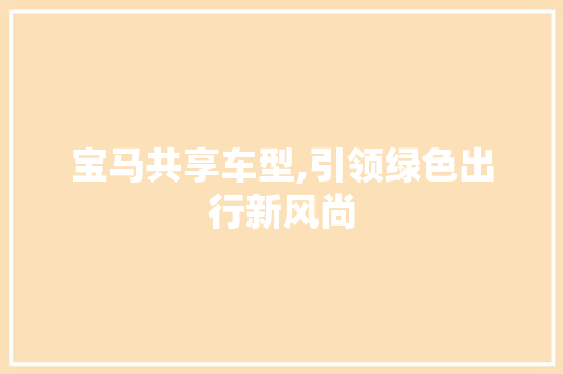 宝马共享车型,引领绿色出行新风尚 底盘配件