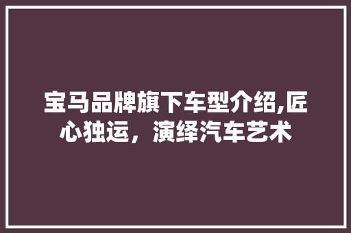 宝马品牌旗下车型介绍,匠心独运，演绎汽车艺术