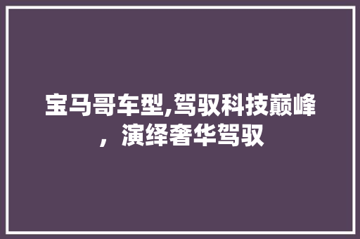 宝马哥车型,驾驭科技巅峰，演绎奢华驾驭