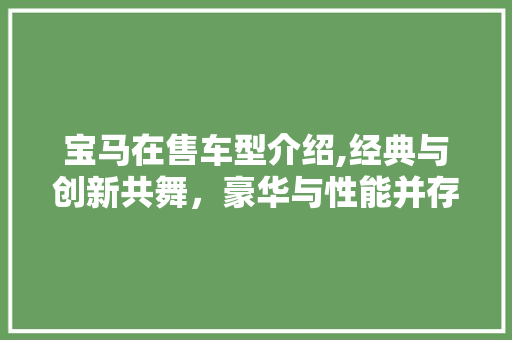 宝马在售车型介绍,经典与创新共舞，豪华与性能并存