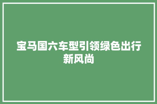 宝马国六车型引领绿色出行新风尚