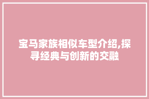 宝马家族相似车型介绍,探寻经典与创新的交融