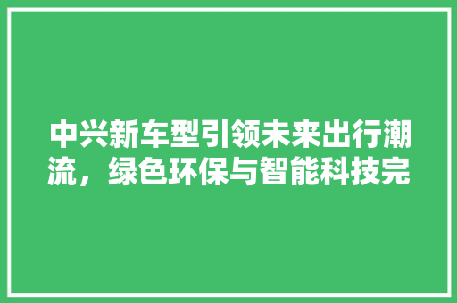 中兴新车型引领未来出行潮流，绿色环保与智能科技完美融合 新款车型