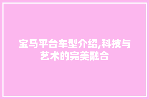 宝马平台车型介绍,科技与艺术的完美融合