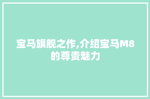 宝马旗舰之作,介绍宝马M8的尊贵魅力