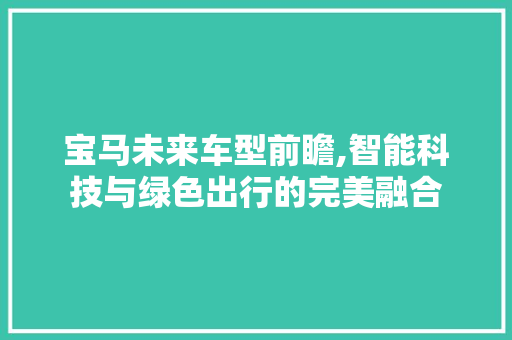 宝马未来车型前瞻,智能科技与绿色出行的完美融合