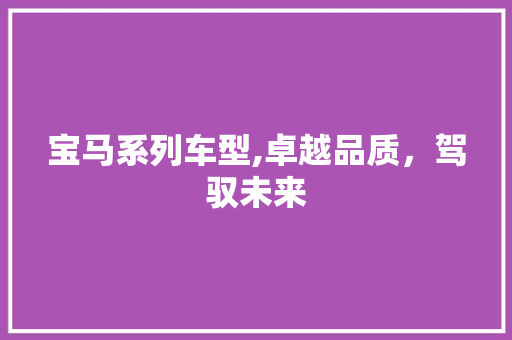 宝马系列车型,卓越品质，驾驭未来