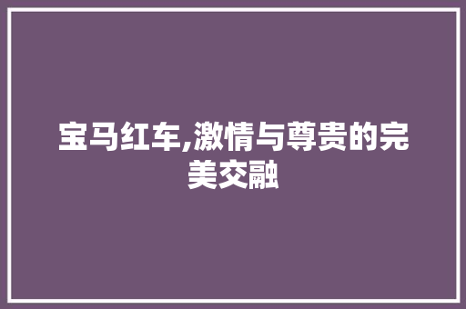 宝马红车,激情与尊贵的完美交融