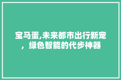 宝马蛋,未来都市出行新宠，绿色智能的代步神器
