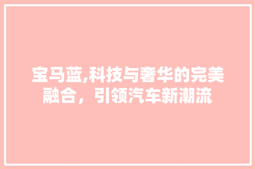 宝马蓝,科技与奢华的完美融合，引领汽车新潮流
