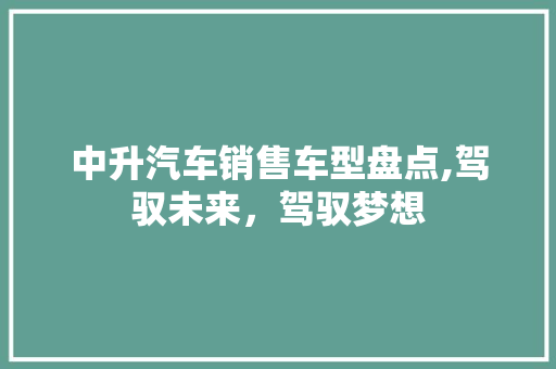 中升汽车销售车型盘点,驾驭未来，驾驭梦想 汽车配件