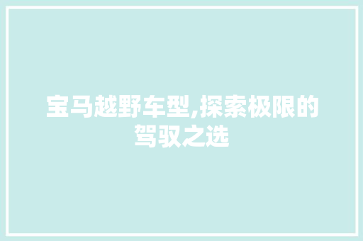 宝马越野车型,探索极限的驾驭之选