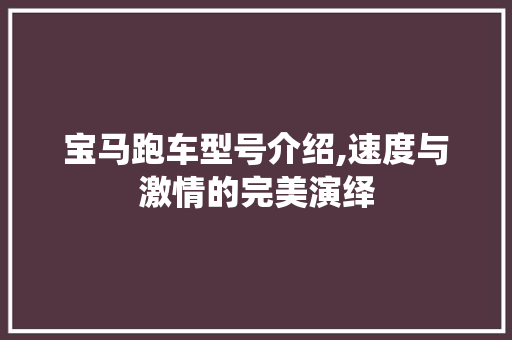 宝马跑车型号介绍,速度与激情的完美演绎
