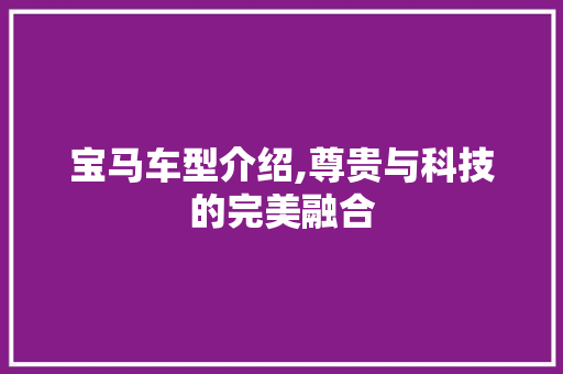宝马车型介绍,尊贵与科技的完美融合