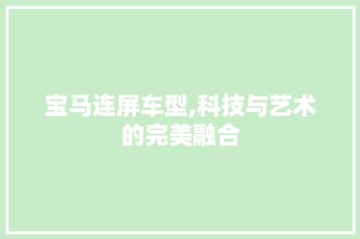 宝马连屏车型,科技与艺术的完美融合