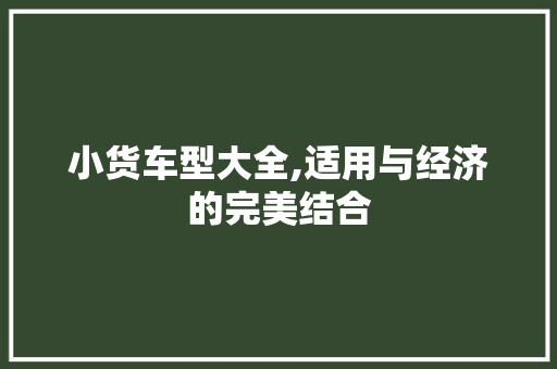 小货车型大全,适用与经济的完美结合