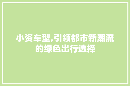 小资车型,引领都市新潮流的绿色出行选择