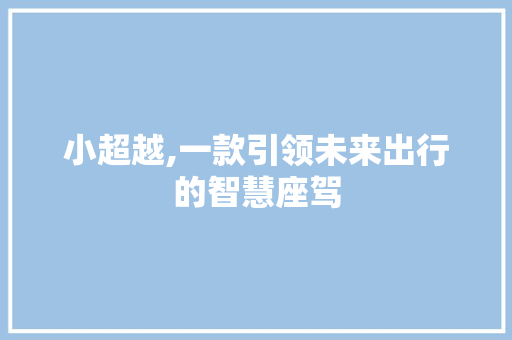 小超越,一款引领未来出行的智慧座驾