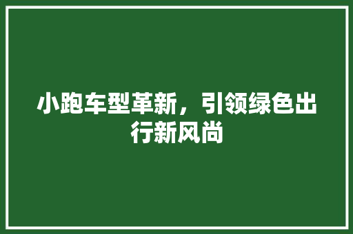 小跑车型革新，引领绿色出行新风尚