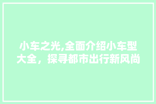 小车之光,全面介绍小车型大全，探寻都市出行新风尚