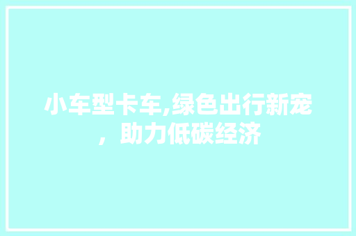 小车型卡车,绿色出行新宠，助力低碳经济