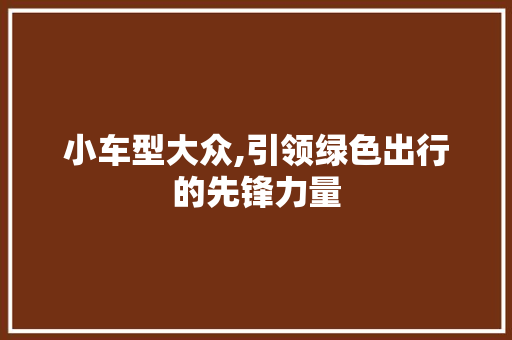 小车型大众,引领绿色出行的先锋力量