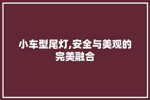 小车型尾灯,安全与美观的完美融合