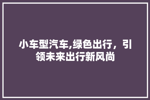 小车型汽车,绿色出行，引领未来出行新风尚