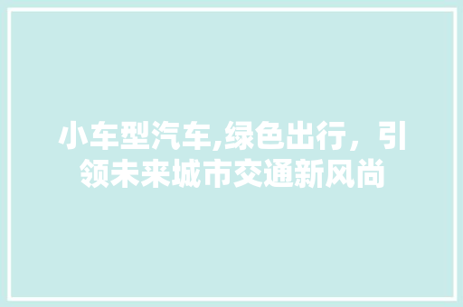 小车型汽车,绿色出行，引领未来城市交通新风尚