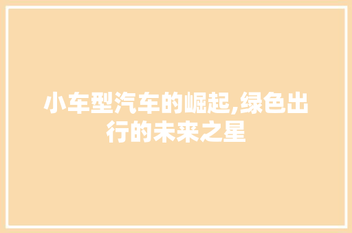 小车型汽车的崛起,绿色出行的未来之星