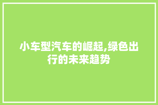 小车型汽车的崛起,绿色出行的未来趋势
