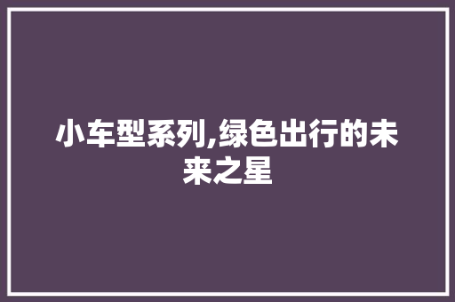 小车型系列,绿色出行的未来之星