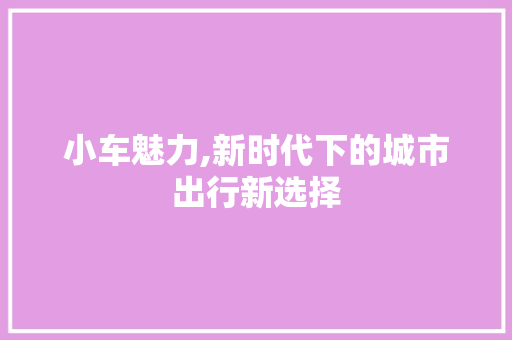 小车魅力,新时代下的城市出行新选择